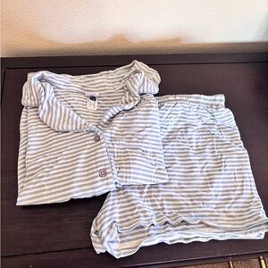 Hanna Andersson Light Blue and White Stripe Women’s Pajama Set